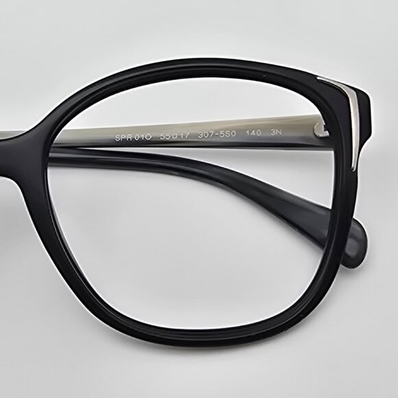 Prada SPR 01O 307-5S0 Black Grey Stripe Cat Eye Sunglasses Frame Italy 55-17-140 - Picture 13 of 14